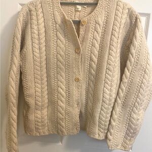 JCREW 100% Wool Cropped Cable Cardigan Size M